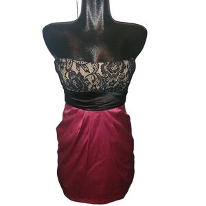 G.L.A.M Pink & Black Strapless Party Dress Size S